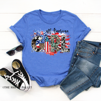 All American Girl Leopard and Cow Print Adult Fourth of July Shirt