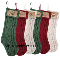 Personalized Leather Engraved with Rivets Knitted Stocking