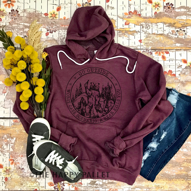 Go Outside Hoodie, Camping Hoodie, Outdoors Shirt, Camping Shirt, Bear Shirt
