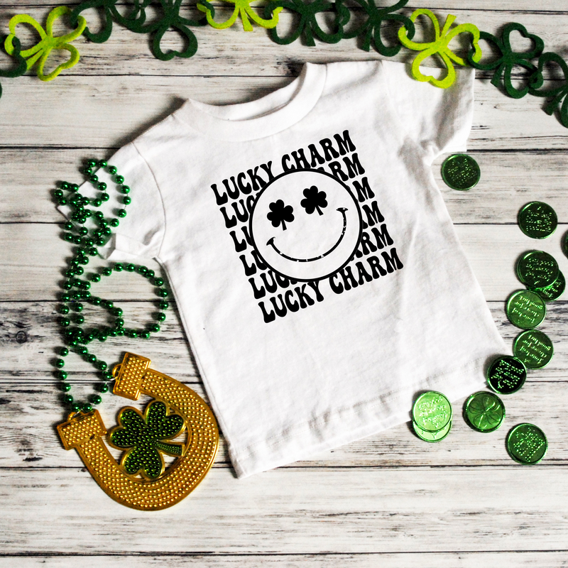 Retro Lucky Charm Smiley Face St Patricks Day  Youth Shirt