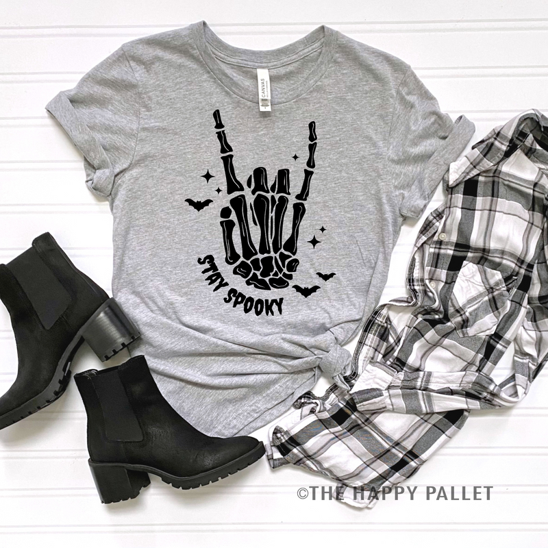 Stay Spooky Shirt, Rocker Shirt, Skeleton Hand, Spooky, Halloween