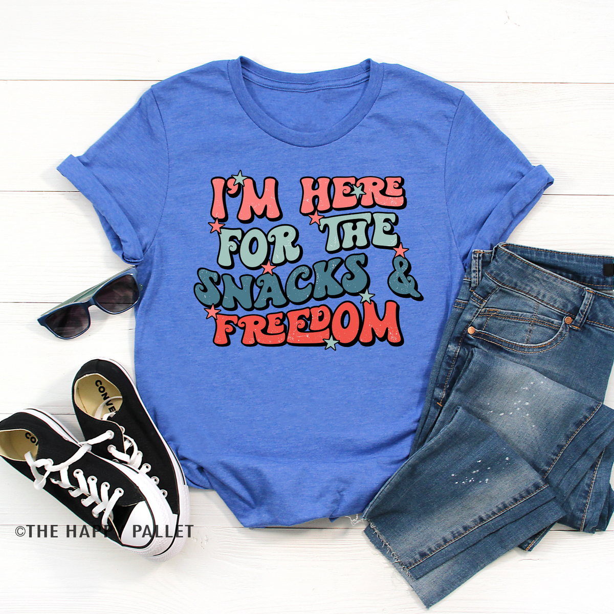 I'm Here For The Snacks and Freedom Adult Fourth of July Shirt