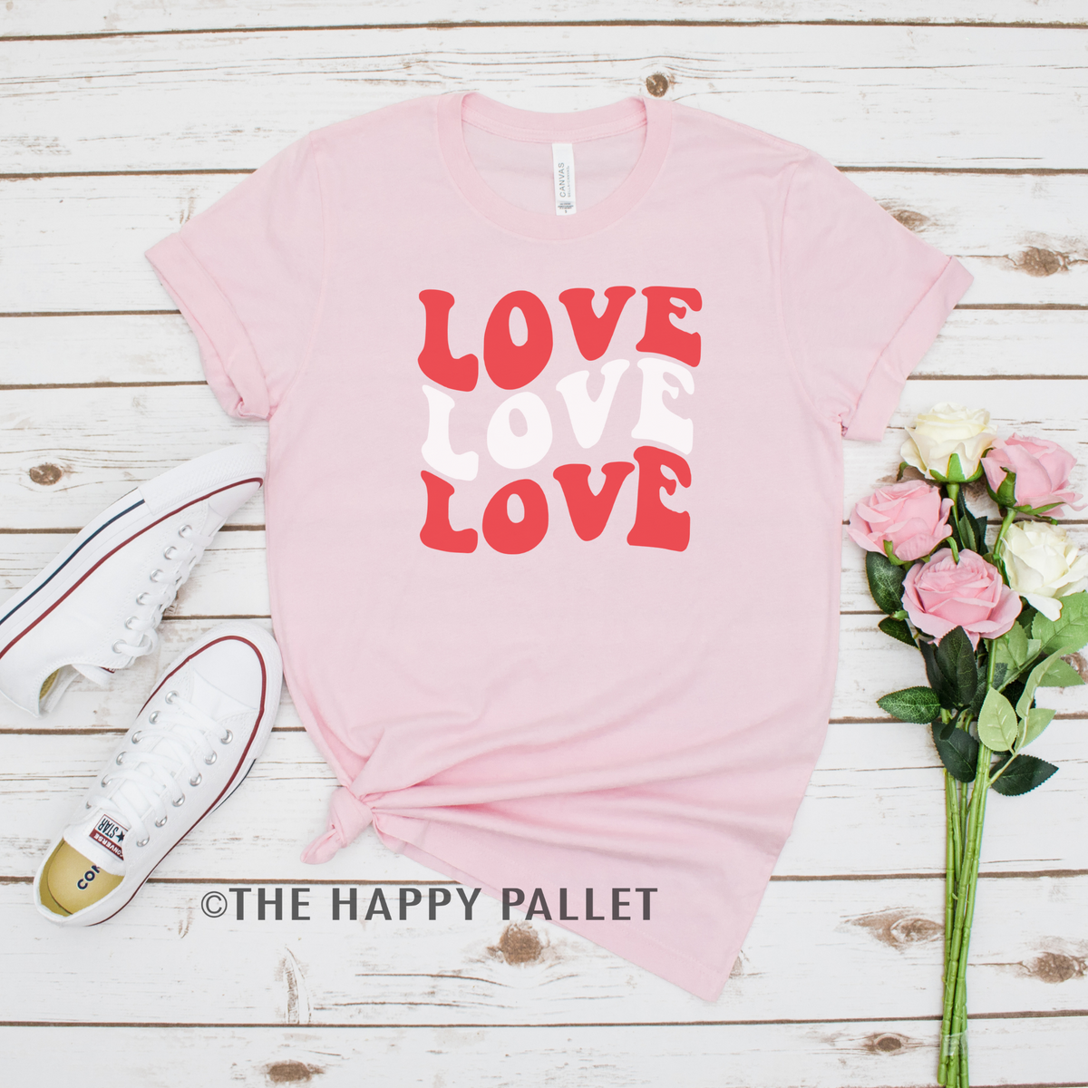 Stacked Love Valentines Day Crew-Neck