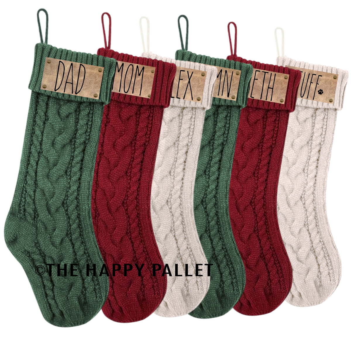 Personalized Leather Engraved with Rivets Knitted Stocking