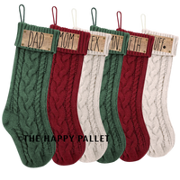 Personalized Leather Engraved with Rivets Knitted Stocking