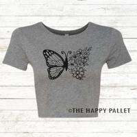 Butterfly Floral Fitted Crop Top