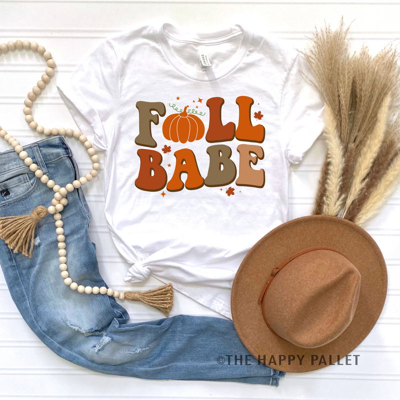 Fall Babe, Retro Shirt, Pumpkin Shirt, Fall Crew Neck 
