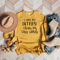 Run on Diet Pepsi and Cuss Words, mama Shirt, soda shirt